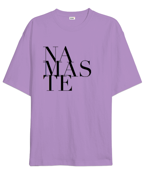 Tisho - Namaste Baskılı Lila Oversize Unisex Tişört
