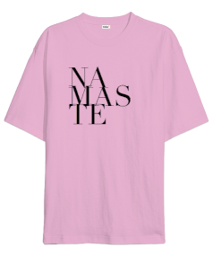 Tisho - Namaste Baskılı Pembe Oversize Unisex Tişört