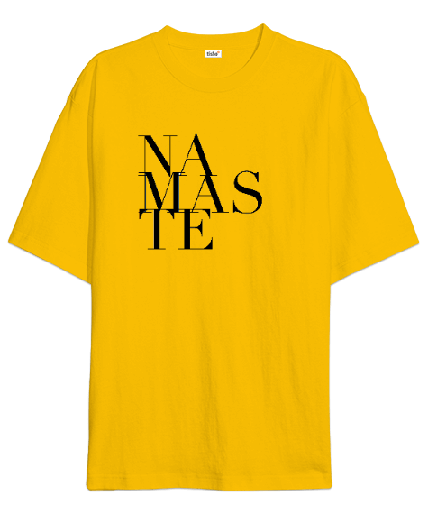 Tisho - Namaste Baskılı Sarı Oversize Unisex Tişört