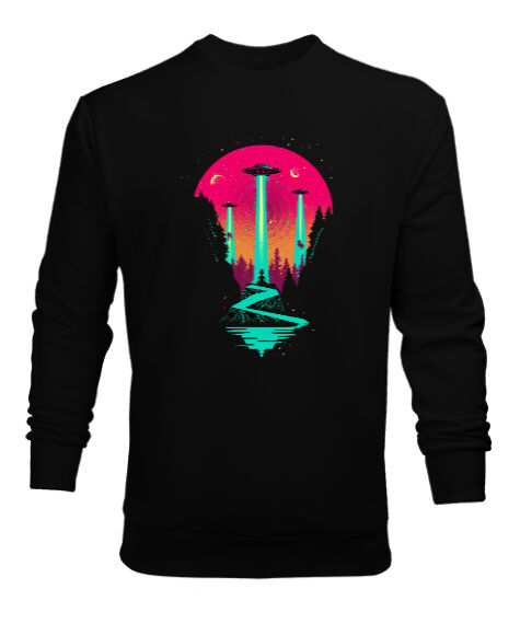 Tisho - Nameste - Ufo Siyah Erkek Sweatshirt