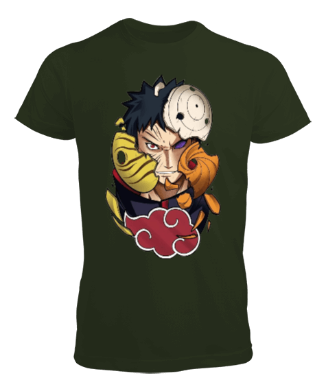 Tisho - Naruto Anime Obito Uchiha Villian Tasarım Baskılı Erkek Tişört