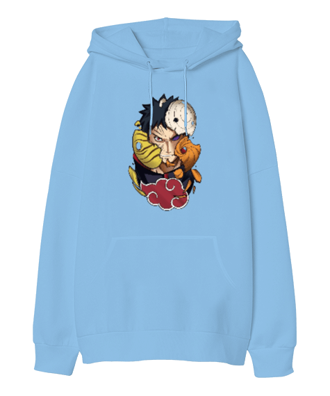 Tisho - Naruto Anime Obito Uchiha Villian Tasarım Baskılı Oversize Unisex Kapüşonlu Sweatshirt