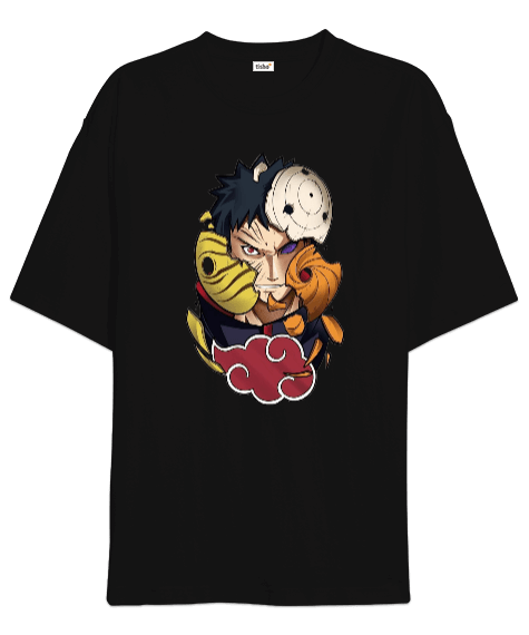Tisho - Naruto Anime Obito Uchiha Villian Tasarım Baskılı Oversize Unisex Tişört