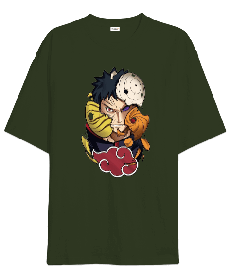 Tisho - Naruto Anime Obito Uchiha Villian Tasarım Baskılı Oversize Unisex Tişört