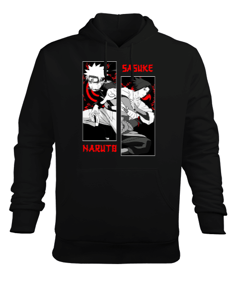 Tisho - Naruto Anime Tasarım Baskılı Erkek Kapüşonlu Hoodie Sweatshirt