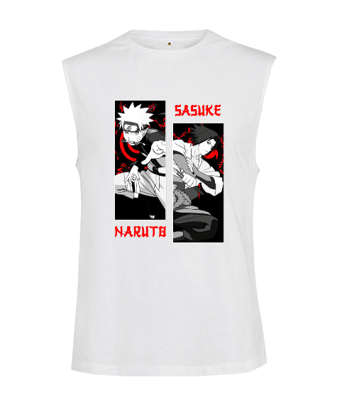 Tisho - Naruto Anime Tasarım Baskılı Kesik Kol Unisex Tişört