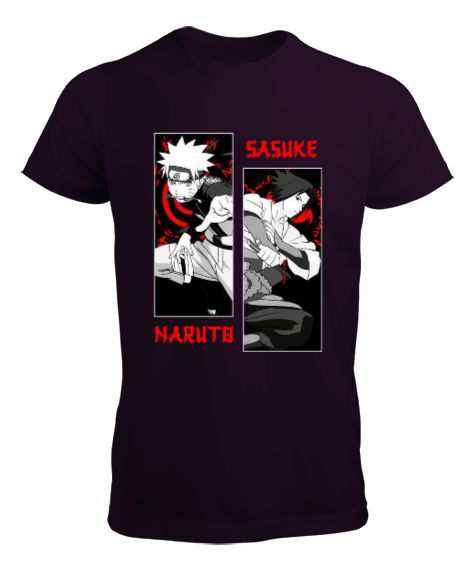 Naruto Anime Tasarım Baskılı Mor Erkek Tişört