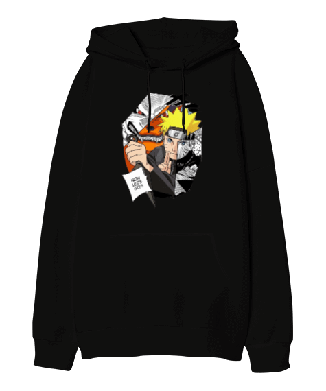 Tisho - Naruto Anime Tasarım Baskılı Oversize Unisex Kapüşonlu Sweatshirt