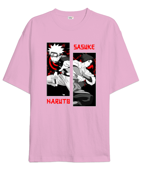 Tisho - Naruto Anime Tasarım Baskılı Oversize Unisex Tişört