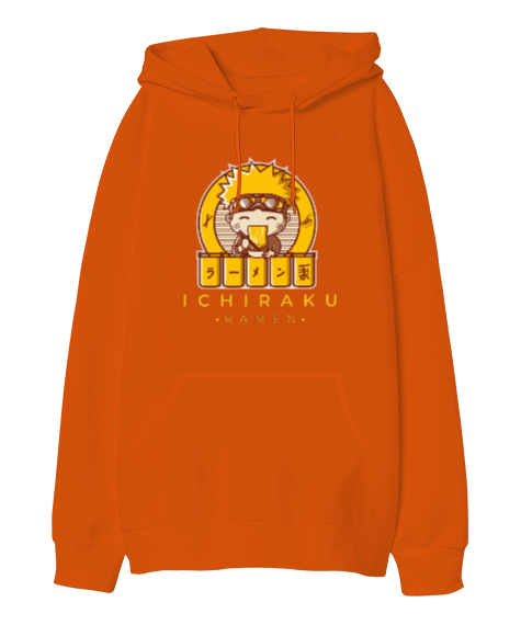 Tisho - Naruto Ichıraku Ramen Tasarım Baskılı Oversize Unisex Kapüşonlu Sweatshirt