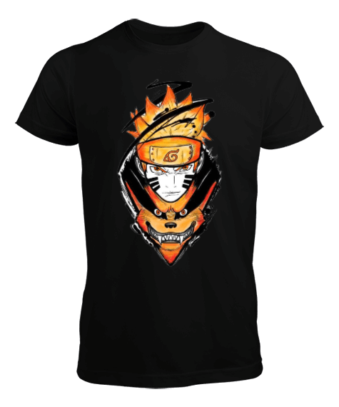 Tisho - Naruto Kurama Kyuubi Anime Tasarım Baskılı Erkek Tişört