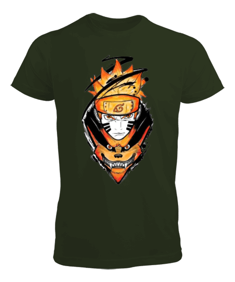 Tisho - Naruto Kurama Kyuubi Anime Tasarım Baskılı Erkek Tişört