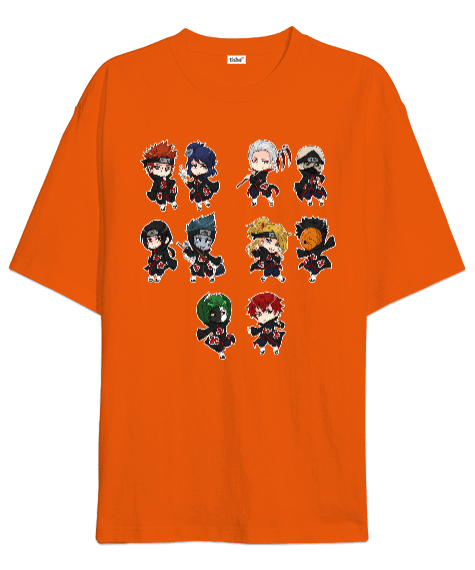 Tisho - Naruto Minyon Akatsuki Baskılı Oversize Unisex Tişört