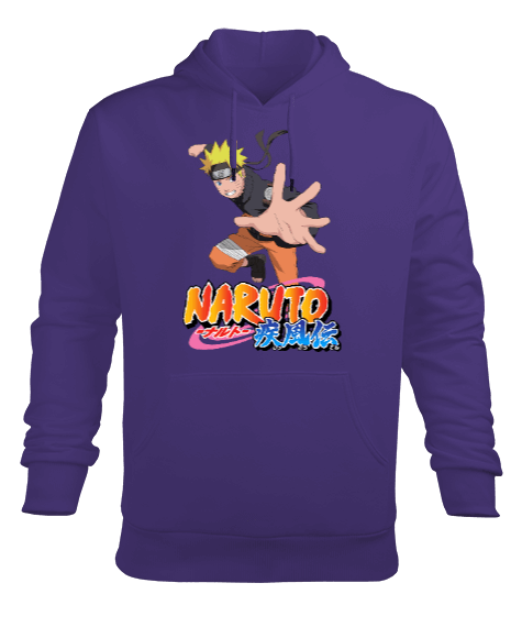 Tisho - Naruto Shippuuden Anime Karakteri Uzumaki Naruto Erkek Kapüşonlu Hoodie Sweatshirt
