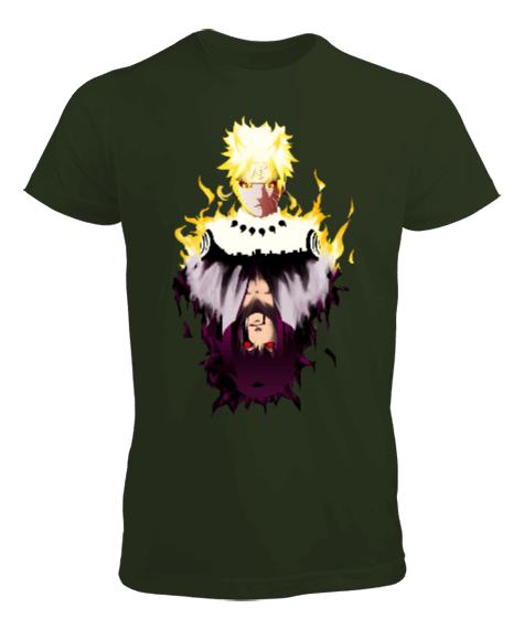Tisho - Naruto Uzumaki x Uchiha Sasuka Tasarım Baskılı Erkek Tişört