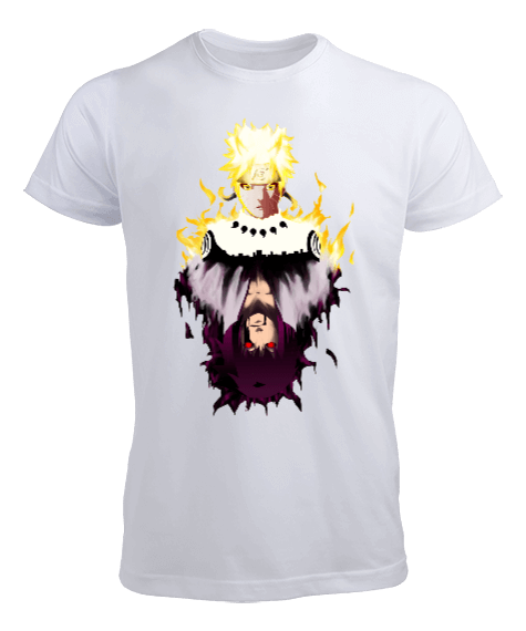 Tisho - Naruto Uzumaki x Uchiha Sasuka Tasarım Baskılı Erkek Tişört