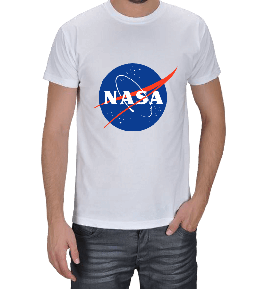 Tisho - NASA Logolu Beyaz Erkek Tişört