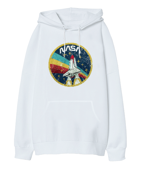 Tisho - Nasa Tasarım Baskılı Oversize Unisex Kapüşonlu Sweatshirt