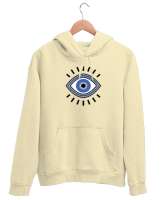 Nazar Değmesin - Nazarlık V2 Krem Unisex Kapşonlu Sweatshirt - Tisho