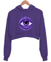 Nazar Mor Kadın Crop Hoodie Kapüşonlu Sweatshirt - Tisho