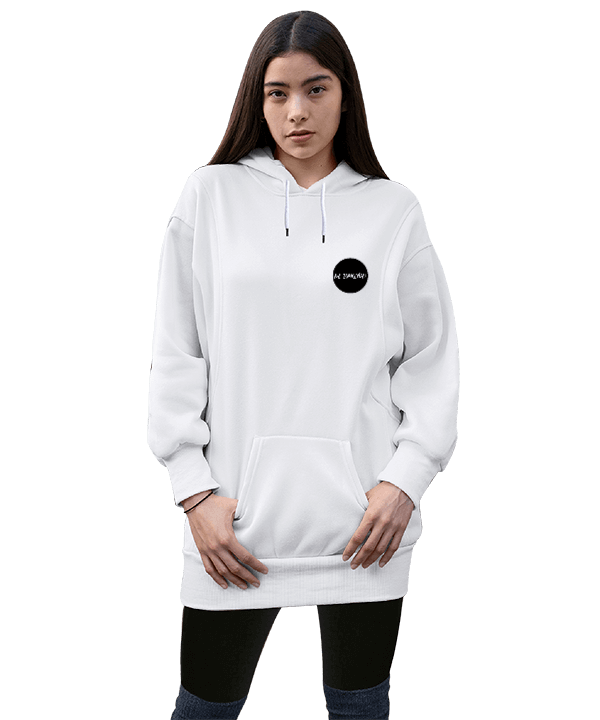 Tisho - NE BAKIYON EG Kadın Uzun Hoodie Kapüşonlu Sweatshirt