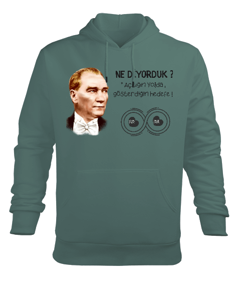 NE DİYORDUK ATATÜRK Çağla Yeşili Erkek Kapüşonlu Hoodie Sweatshirt - Tisho