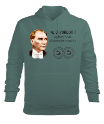 NE DİYORDUK ATATÜRK Çağla Yeşili Erkek Kapüşonlu Hoodie Sweatshirt - Tisho