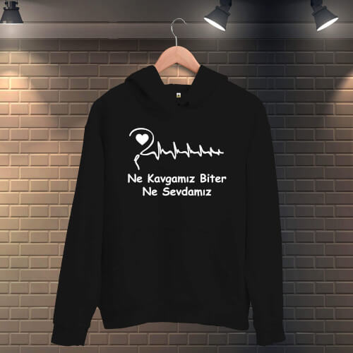 Ne Kavgamız Biter Ne Sevdamız Erkek Kapüşonlu Sweatshirt - Thumbnail