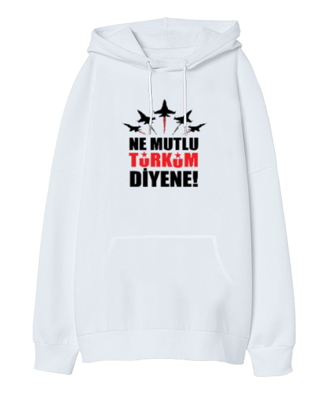 Tisho - Ne Mutlu Türküm Diyene Atatürk Oversize Unisex Kapüşonlu Sweatshirt