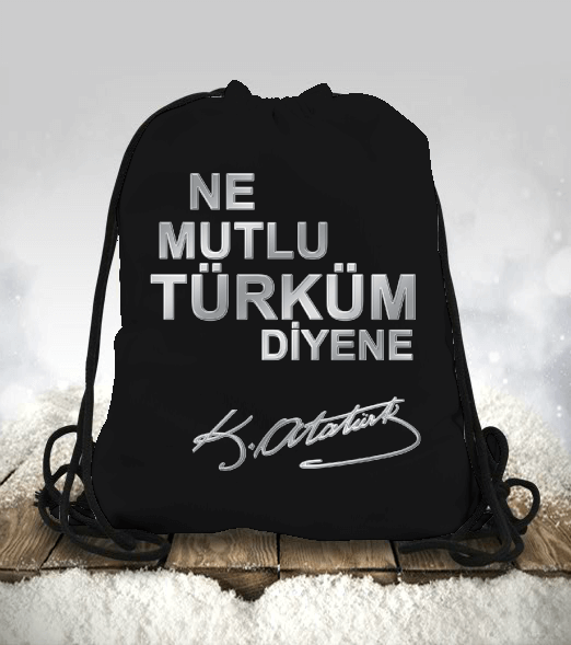 NE MUTLU TÜRKÜM DİYENE Büzgülü spor çanta Çanta Tasarımları Tisho Tisho Dükkan