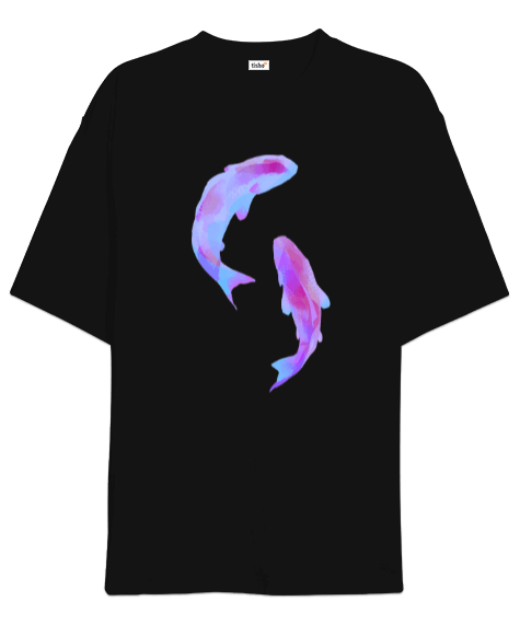 Tisho - Neon Balıklar Oversize Unisex Tişört