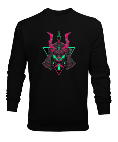 Tisho - Neon Samuray Maske Siyah Erkek Sweatshirt
