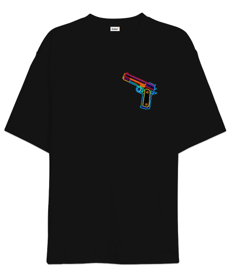 Tisho - Neon Silah Tasarımlı Oversize Unisex Tişört