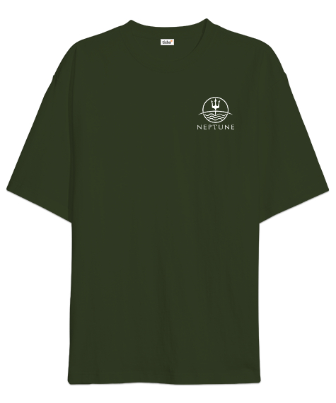 Tisho - Neptün Sırt Taraflı Haki Yeşili Oversize Unisex Tişört