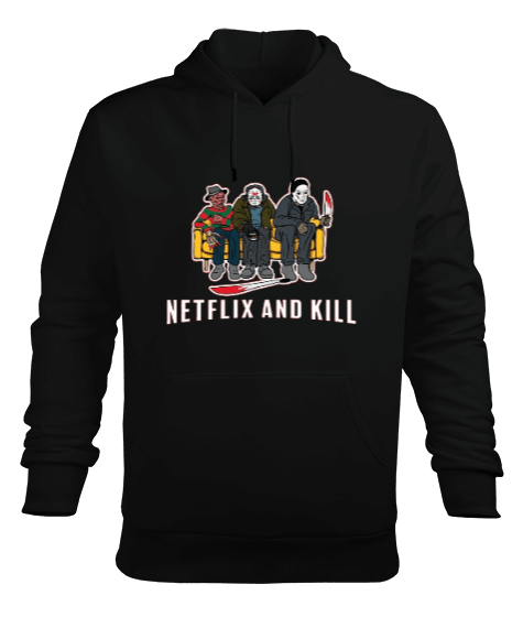 Tisho - netflix and kill Erkek Kapüşonlu Hoodie Sweatshirt