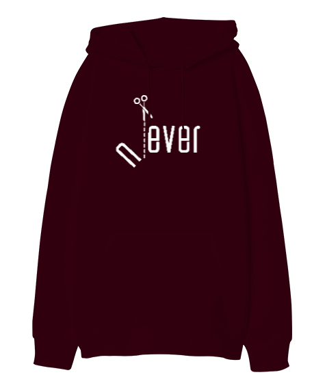 Tisho - Never Ever Oversize Unisex Kapüşonlu Sweatshirt