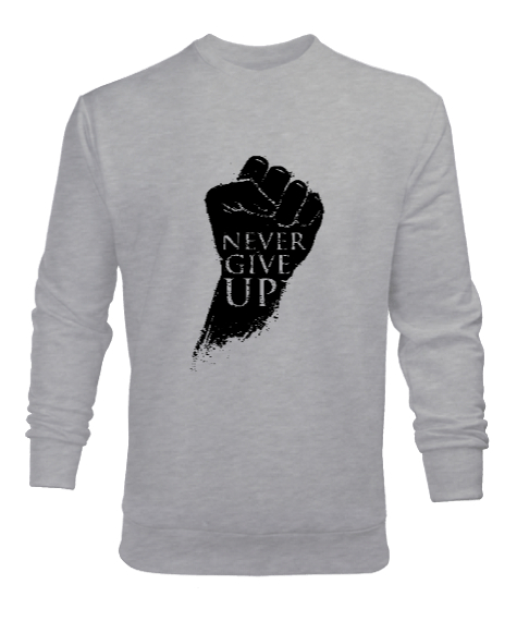 Tisho - Never Give Up Gri Erkek Sweatshirt