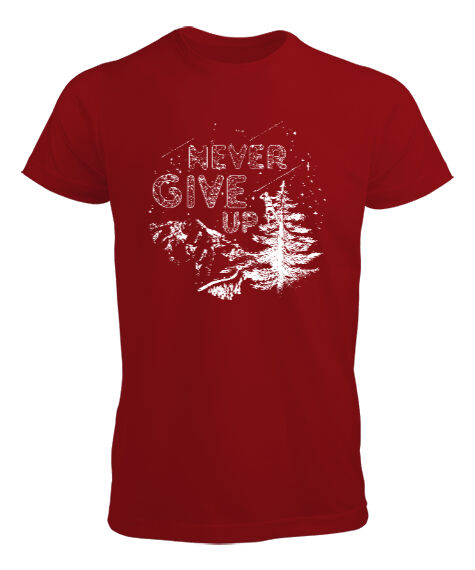 Tisho - Never Give Up Kırmızı Erkek Tişört