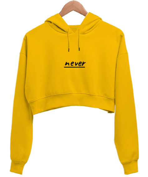 Tisho - Never Kadın Crop Hoodie Kapüşonlu Sweatshirt