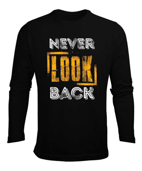 Tisho - Never Look Back Baskılı Erkek Uzun Kol Yazlık Tişört