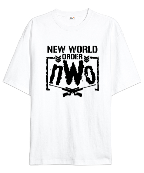 Tisho - New World Order NWO Beyaz Oversize Unisex Tişört