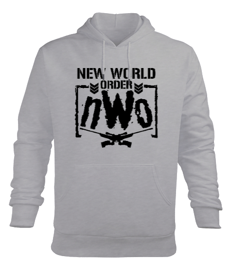 Tisho - New World Order NWO Gri Erkek Kapüşonlu Hoodie Sweatshirt