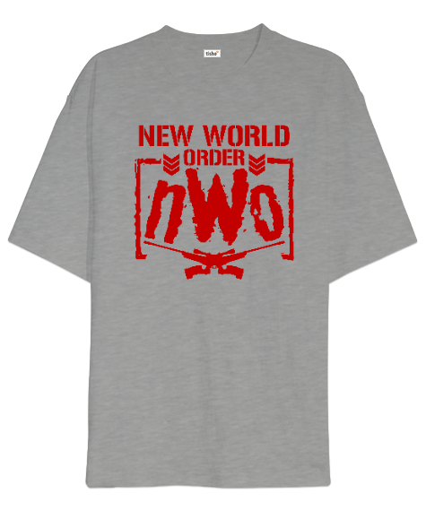 Tisho - New World Order NWO Gri Oversize Unisex Tişört