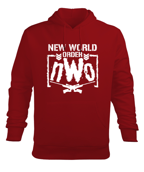 Tisho - New World Order NWO Kırmızı Erkek Kapüşonlu Hoodie Sweatshirt