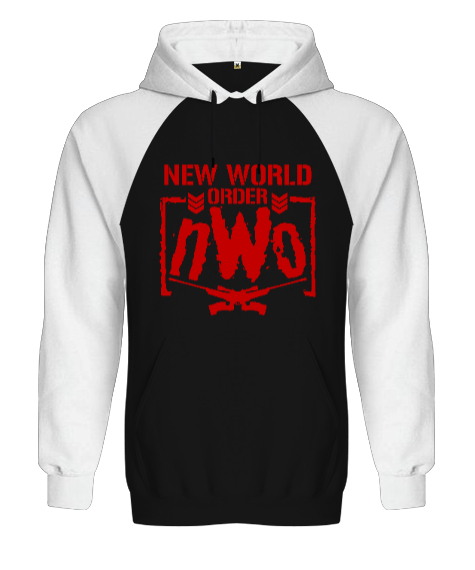 Tisho - New World Order NWO Siyah/Beyaz Orjinal Reglan Hoodie Unisex Sweatshirt