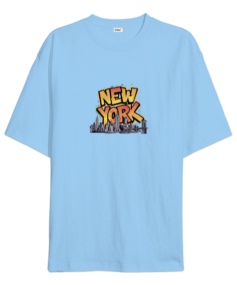 Tisho - New York Buz Mavisi Oversize Unisex Tişört