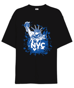 Tisho - New York City Statue of Liberty Tasarım Baskılı Oversize Unisex Tişört