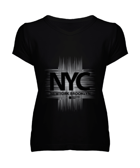 Tisho - New York Kadın V Yaka Tişört