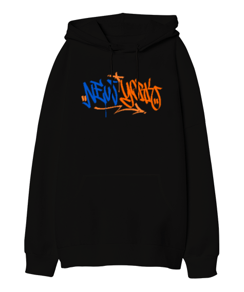 Tisho - New York Siyah Oversize Unisex Kapüşonlu Sweatshirt