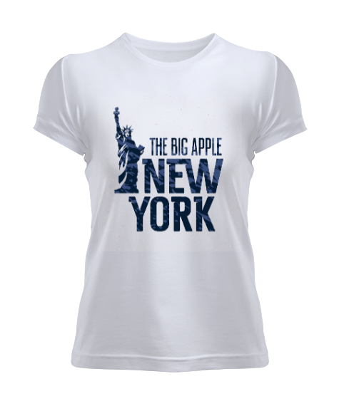 Tisho - New York The Big Apple Baskılı Beyaz Kadın Tişört